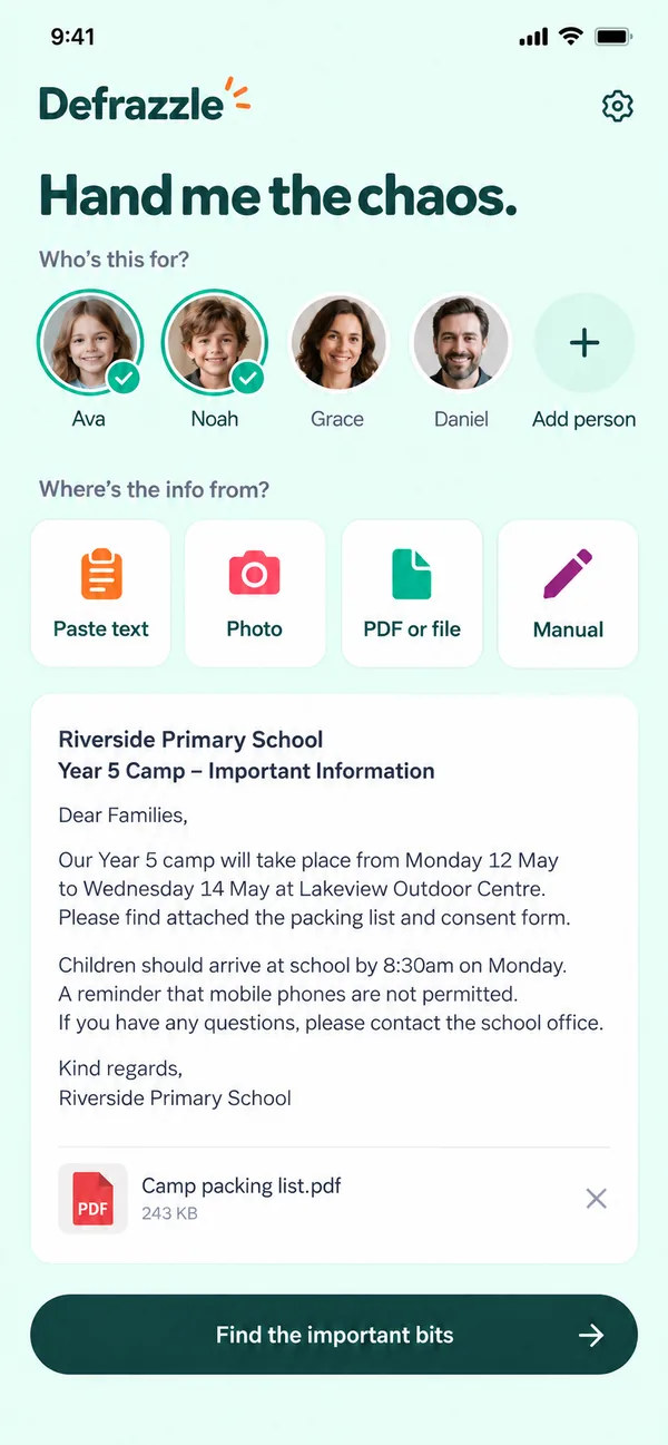 Adding a school notice by pasting text, photo or file